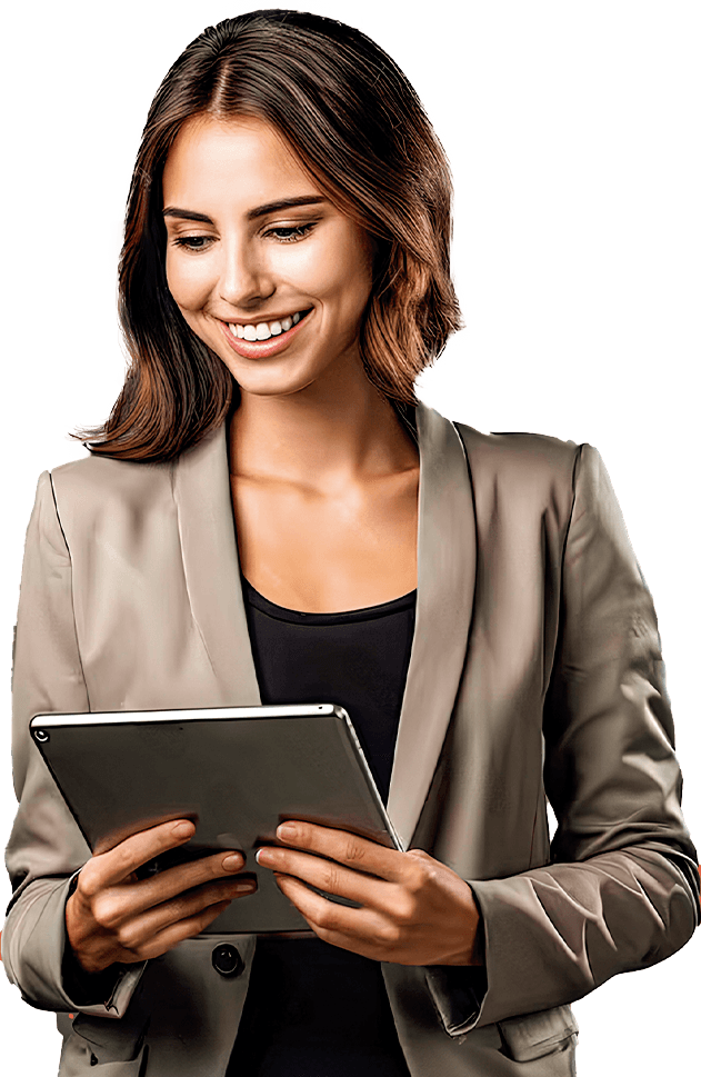 Profissional segurando tablet